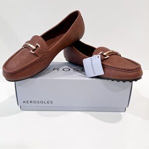 Aerosoles Day Drive Slip-On Comfort Loafers Gold Hardware Brown Shoes 10.5 NEW
